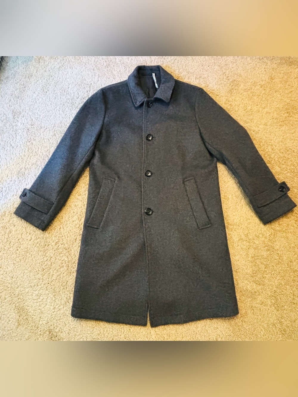 Men's Dark Gray Tasmania Wool Balmacaan Pea Coat